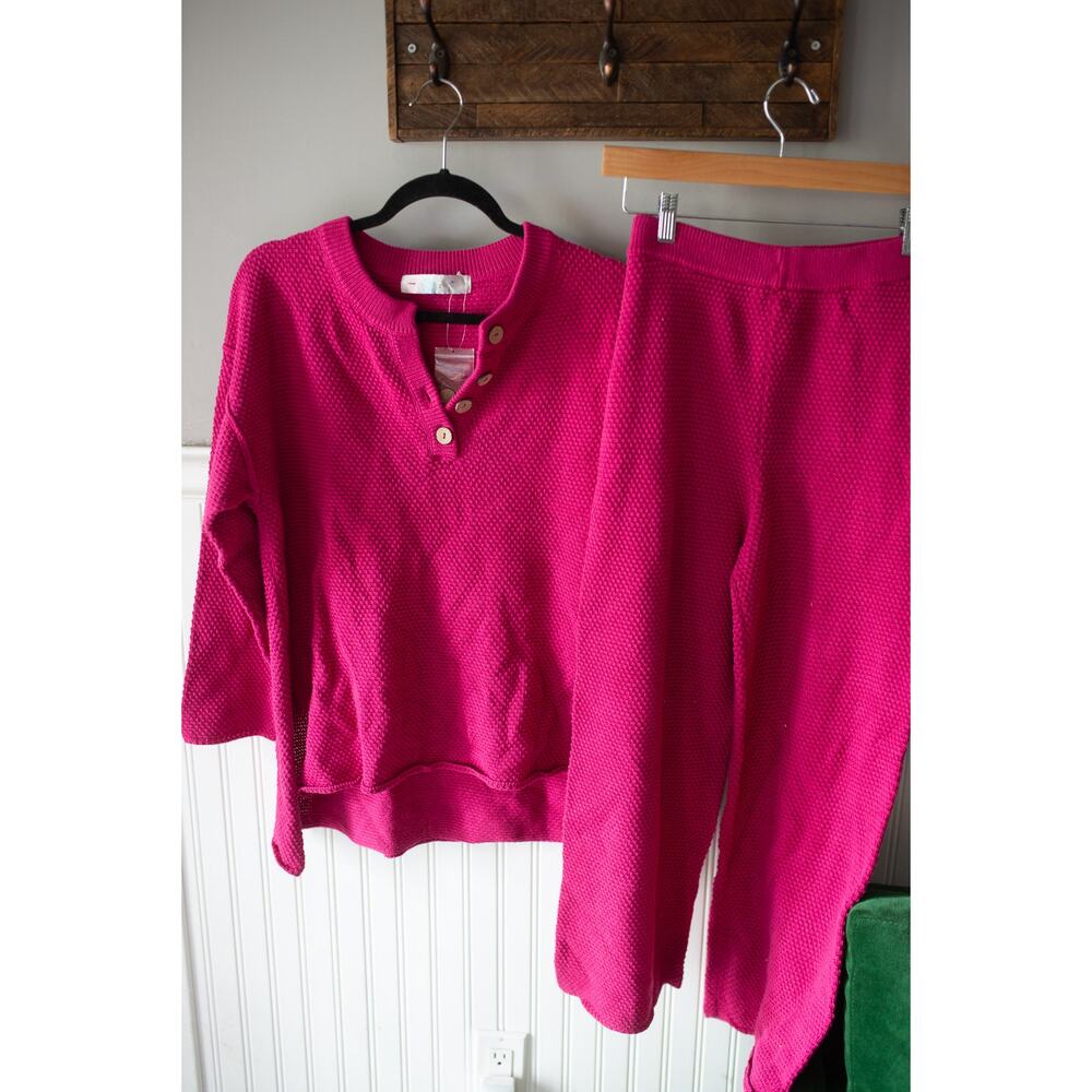 Free People Hot Pink Knit Sweater and Pants Set